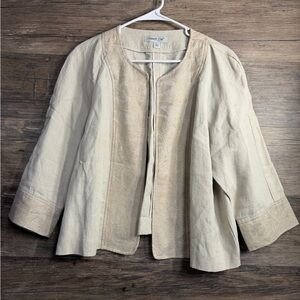 Coldwater Creek Tan Beige Open-Front Blazers 100% Linen